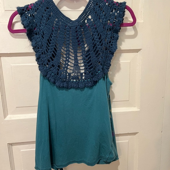 Free People Decorative Blue Green Vest Top - Picture 8 of 12